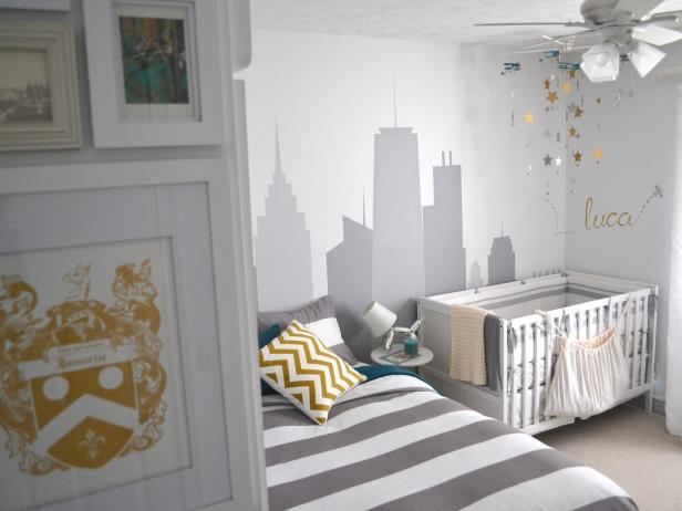 Gray White Gold Guest Room Nursery